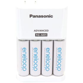 Panasonic K-KJ17MCA4BA 4-Position Charger with 4 AA eneloop Batteries