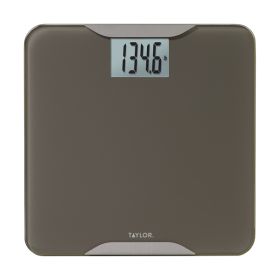 Taylor Precision Products 5297042 Digital Glass Bath Scale, Taupe with Stainless Steel Accents, 400-Lb. Capacity