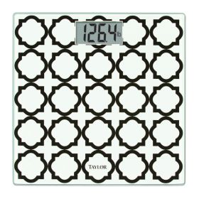 Taylor Precision Products 755841932BWL Digital Glass Bathroom Scale with Black/White Lattice, 400-Lb. Capacity