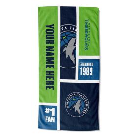 [Personalization Only] OFFICIAL NBA Colorblock Personalized Beach Towel - Minnesota Timberwolves