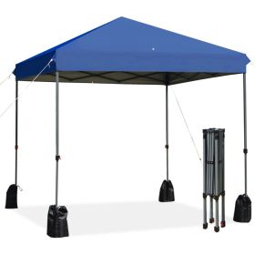 8 x 8 Feet Outdoor Pop-up Canopy Tent with Portable Roller Bag and Sand Bags