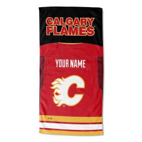 [Personalization Only] OFFICIAL NHL Jersey Personalized Beach Towel - Flames