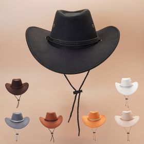 Western Cowboy Hat Vintage Jazz Hat Outdoor Fishing Cowgirl Sun Hat Wide Brim Summer Sunscreen Travel Beach Hat (Color: Orange)