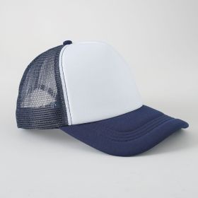 Outdoor hat simple monochrome travel team hat color matching sponge mesh hat breathable new style (Color: Navy Blue)