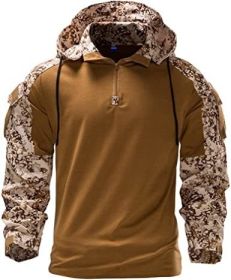 Men's Camouflage Army Tactical T-Shirts Military Shirts Long Sleeve Outdoor T-Shirts Athletic Hoodies (Specification: Brown-XL)