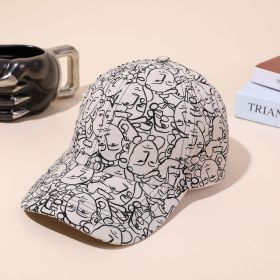 New baseball hats for men and women in spring and summer abstract character printing sun hats outdoor travel sunshade caps (Color: Khaki)