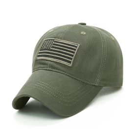 Fashion Tactical Hip Hop American Flag Military Sport Outdoor Peaked Caps Unisex Mesh Embroidered Casual Adjustable Hats (Color: army green no mesh, size: As picture)