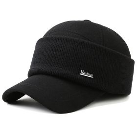 lidafish Winter Tide Ear Protection Baseball Cap Outdoor Thicken Warm Men Dad Hat Knitted Design Snapback Hat (Color: Black01, size: 58cm)