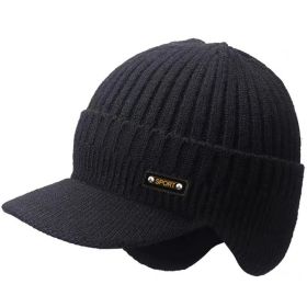 lidafish Winter Tide Ear Protection Baseball Cap Outdoor Thicken Warm Men Dad Hat Knitted Design Snapback Hat (Color: Black02, size: 58cm)