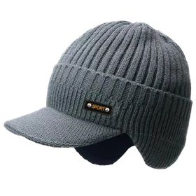 lidafish Winter Tide Ear Protection Baseball Cap Outdoor Thicken Warm Men Dad Hat Knitted Design Snapback Hat (Color: Light gray02, size: 58cm)