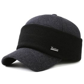 lidafish Winter Tide Ear Protection Baseball Cap Outdoor Thicken Warm Men Dad Hat Knitted Design Snapback Hat (Color: Dark Gray, size: 58cm)