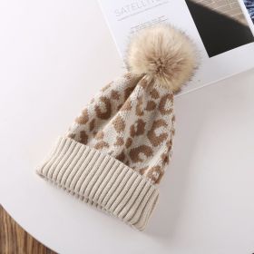 Knitted Hats For Men Women Autumn Winter Beanie Hats Outdoor Winter Hat Thicken Warm Caps Boy Girls Trendy Pom Pom Hat (Color: Beige)