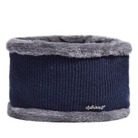 Men Winter Knitted Hat Outdoor Cycling Ear Protection Warmth Peaked Cap Casual Fashion Sunhat Bomber Hats 56-61CM (Color: Velvet scarf navy)