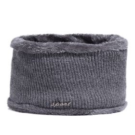 Men Winter Knitted Hat Outdoor Cycling Ear Protection Warmth Peaked Cap Casual Fashion Sunhat Bomber Hats 56-61CM (Color: Velvet scarf gray)