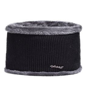 Men Winter Knitted Hat Outdoor Cycling Ear Protection Warmth Peaked Cap Casual Fashion Sunhat Bomber Hats 56-61CM (Color: Velvet scarf black)