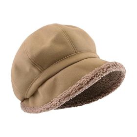 Fleece Lined Beret for Women Fleece Bucket Hat Painter Hat (Color: Khaki)