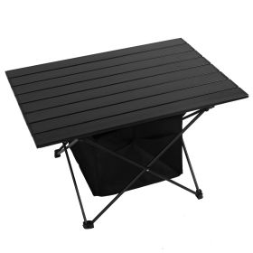 Foldable Camping Table With Storage Basket Rustproof Portable Aluminum Alloy Roll-Up Camping Table (size: L)