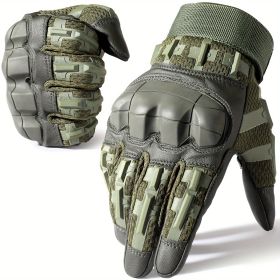 Tactical Gloves for Men - Touch Screen, Non-Slip, Full Finger Protection for Shooting, Airsoft, Military, Paintball, Motorcycle, Cycling, Hunting (Color: Green, size: L)